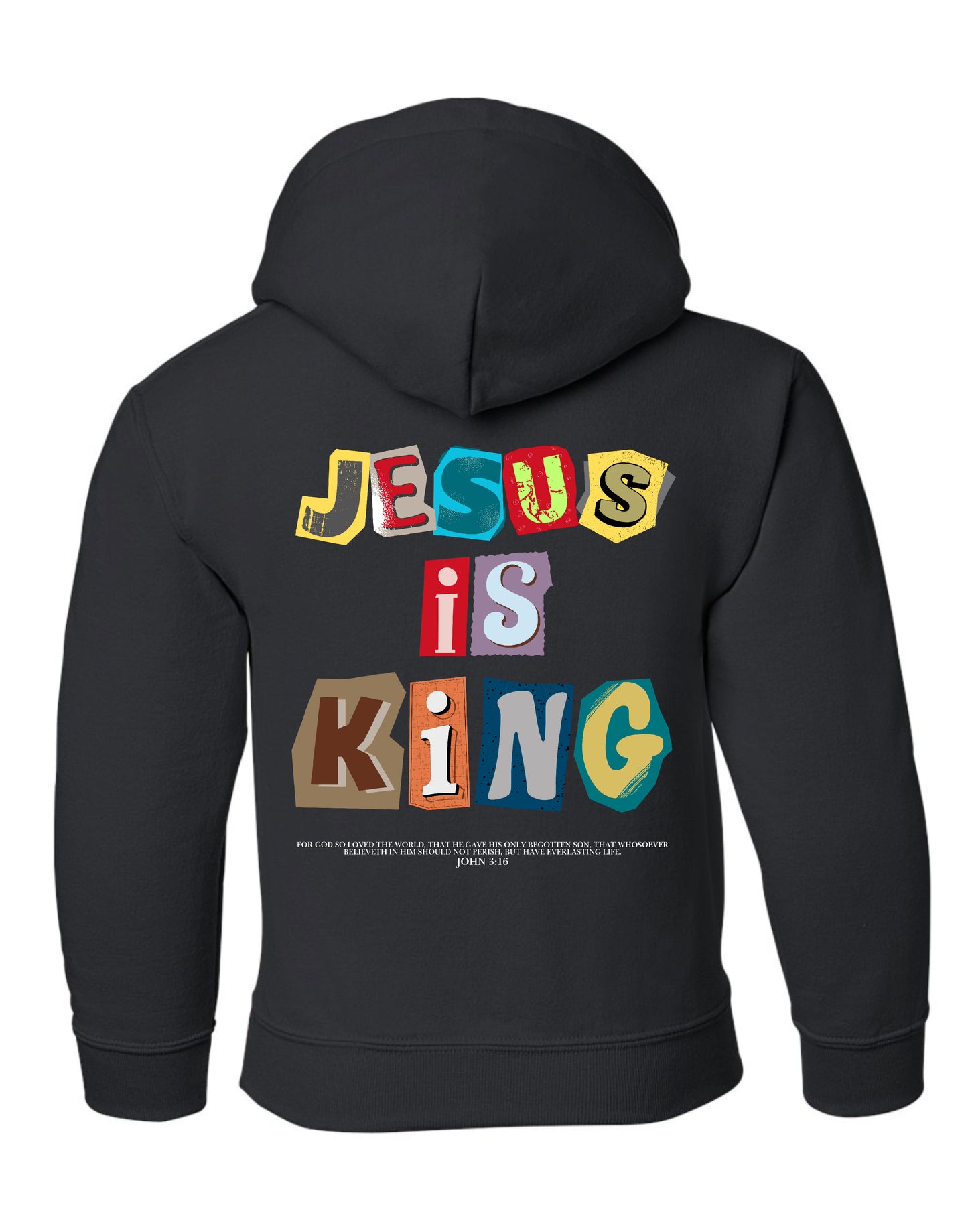 JESUS IS KING KIDS BLACK HOODIE