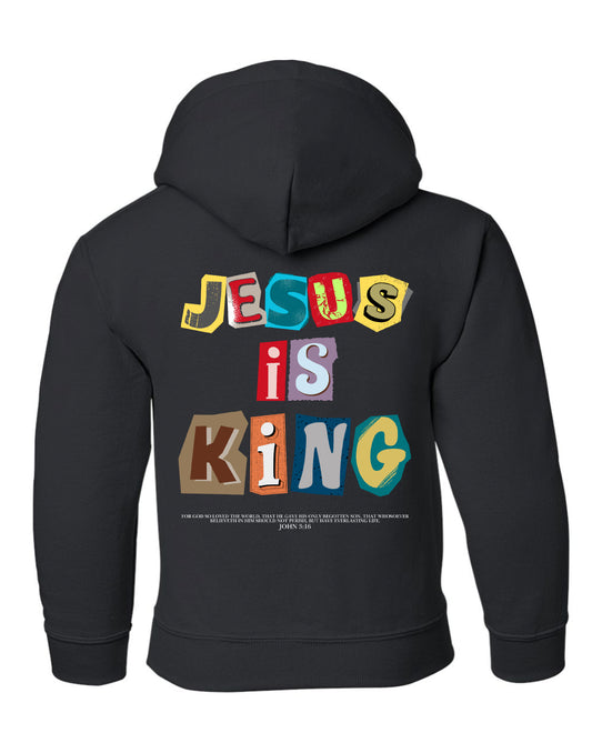 JESUS IS KING KIDS BLACK HOODIE